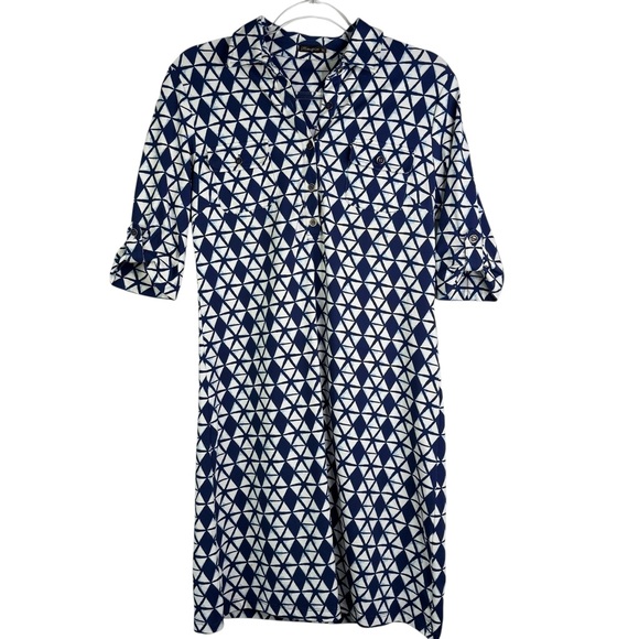 J. McLaughlin Dresses & Skirts - J. McLaughlin Lawrence Geometric Catalina Cloth Shirt Dress Roll Tab XS